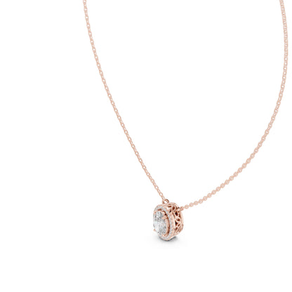 Oval Lab Grown Diamond Halo Pendant