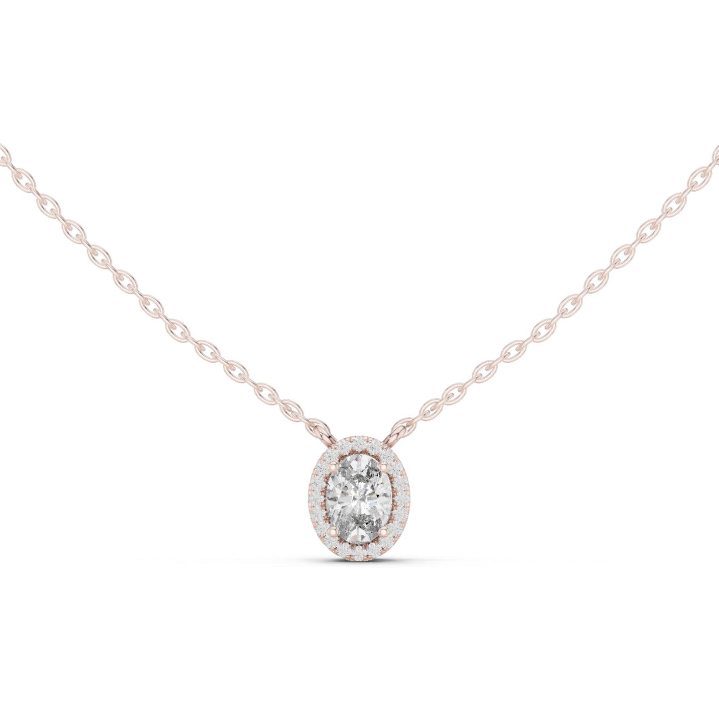 Oval Lab Grown Diamond Halo Pendant