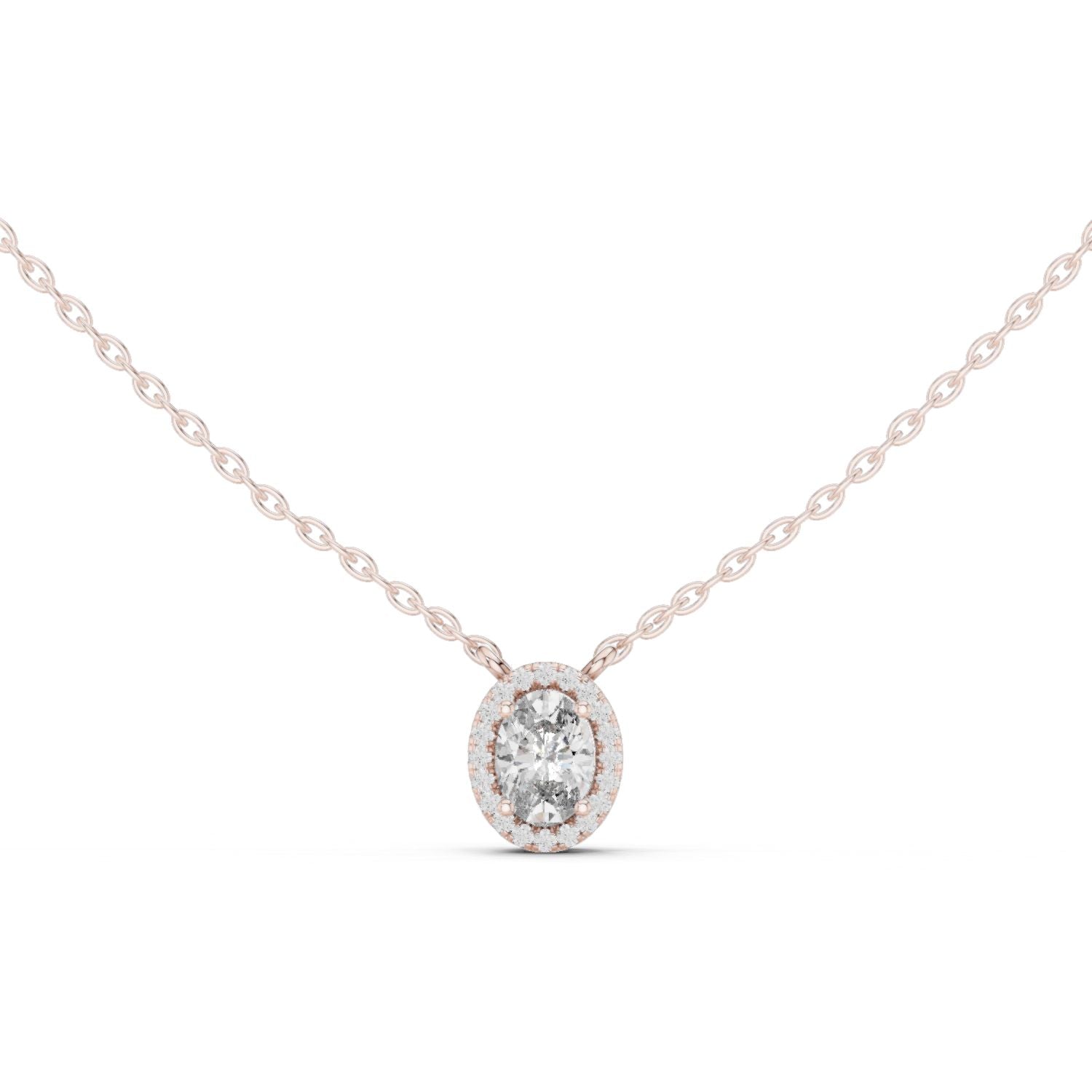 Oval Lab Grown Diamond Halo Pendant