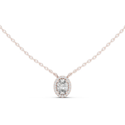 Oval Lab Grown Diamond Halo Pendant