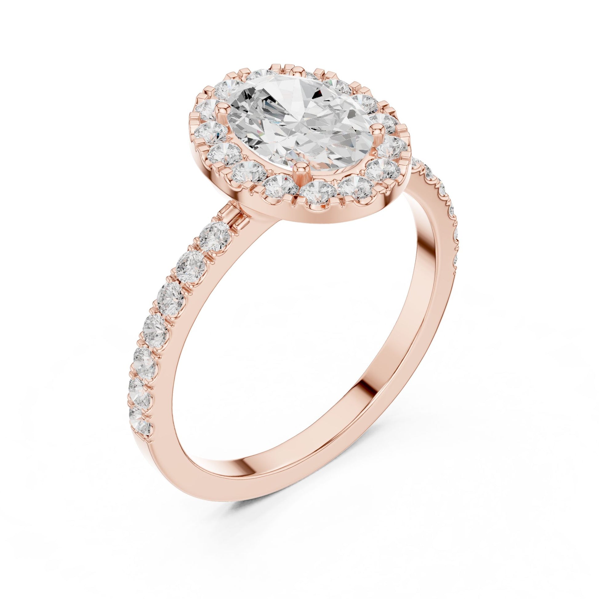 Oval Lab Grown Diamond Halo Engagement Ring