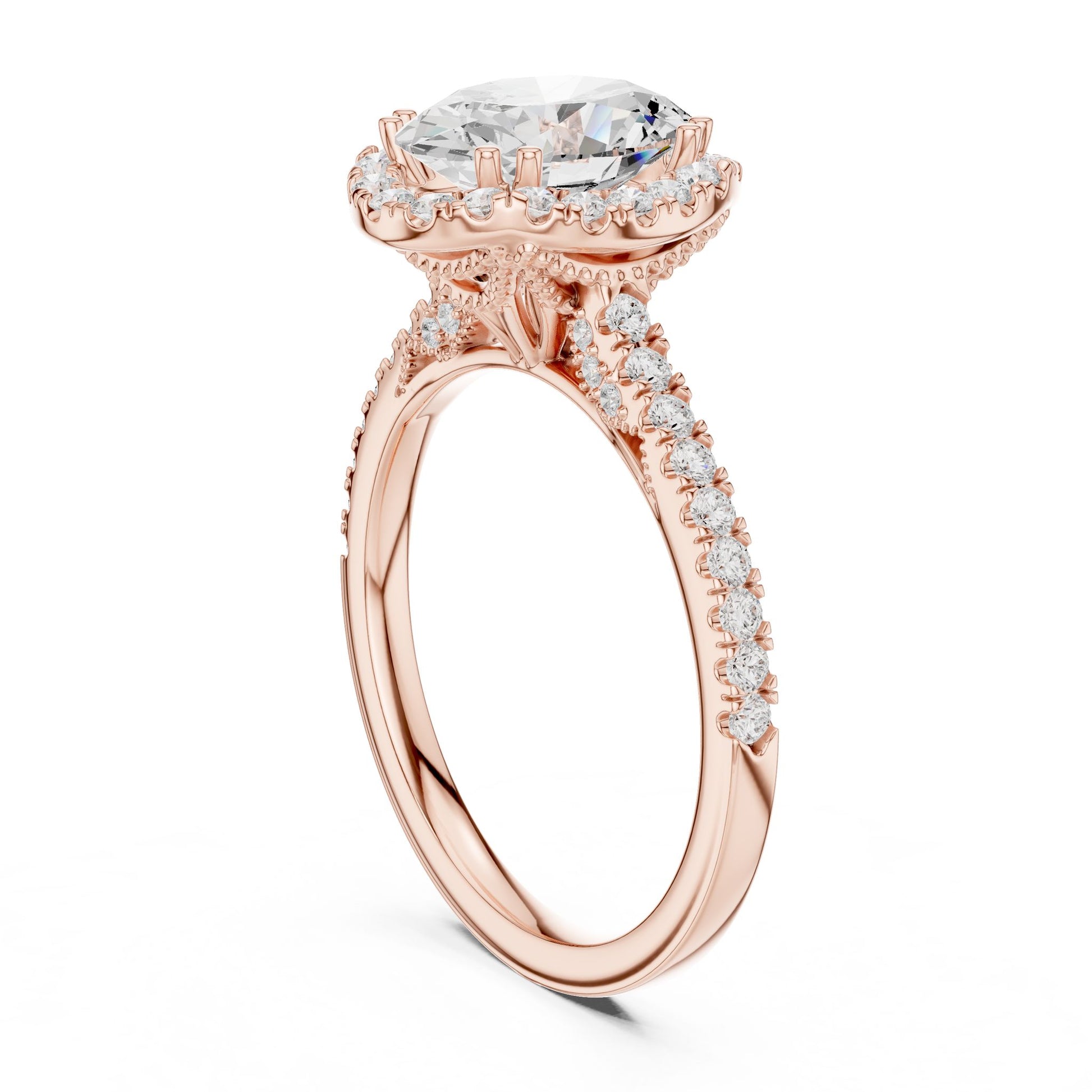 Oval Lab Grown Diamond Halo Engagement Ring