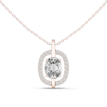 Oval Lab Grown Diamond Halo Pendant