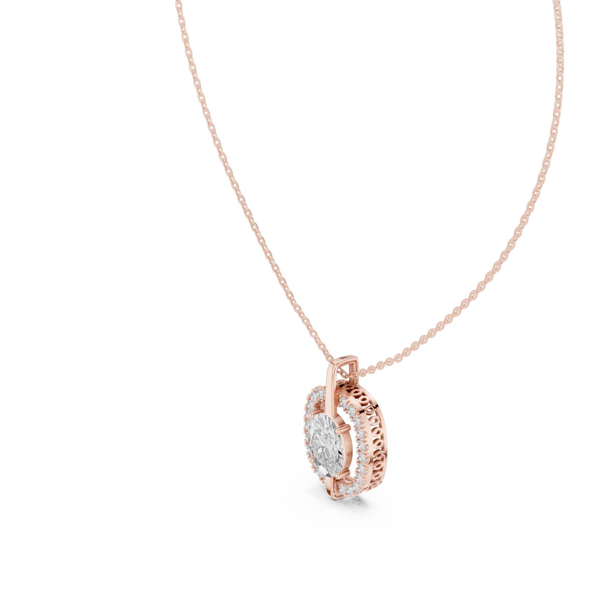 Oval Lab Grown Diamond Halo Pendant