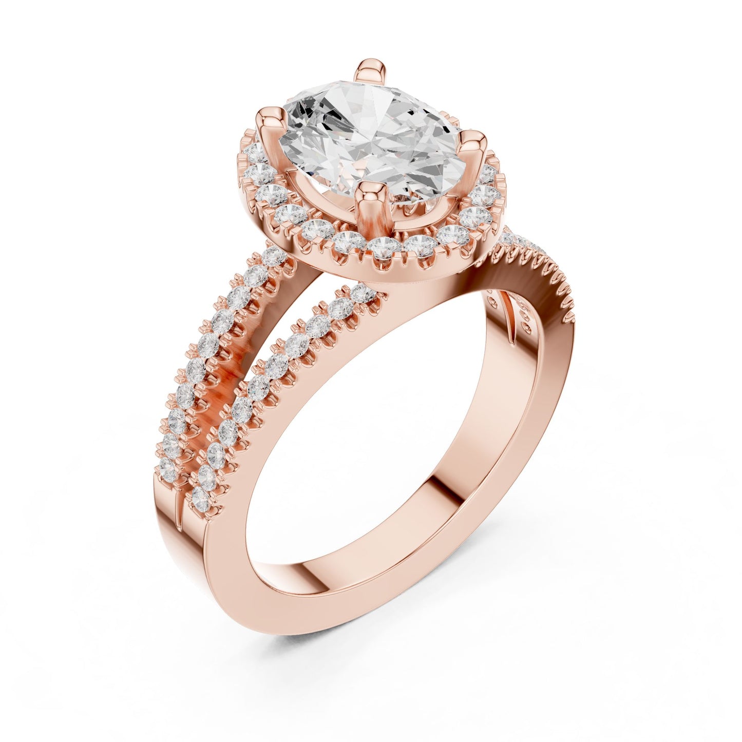 Oval Lab Grown Diamond Halo Engagement Ring
