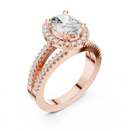 Oval Lab Grown Diamond Halo Engagement Ring