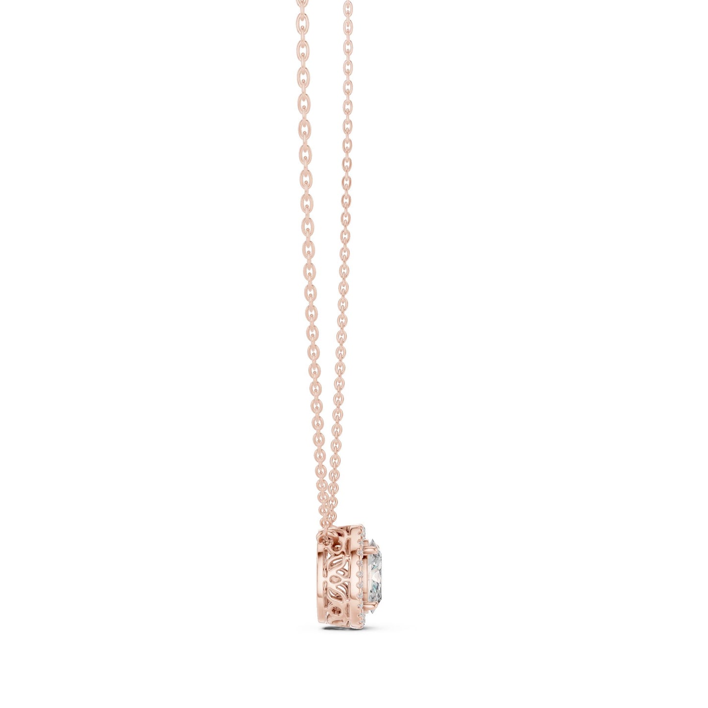Oval Lab Grown Diamond Halo Pendant