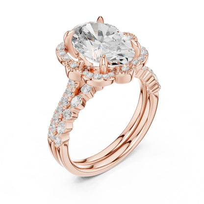 Oval Lab Grown Diamond Halo Engagement Ring