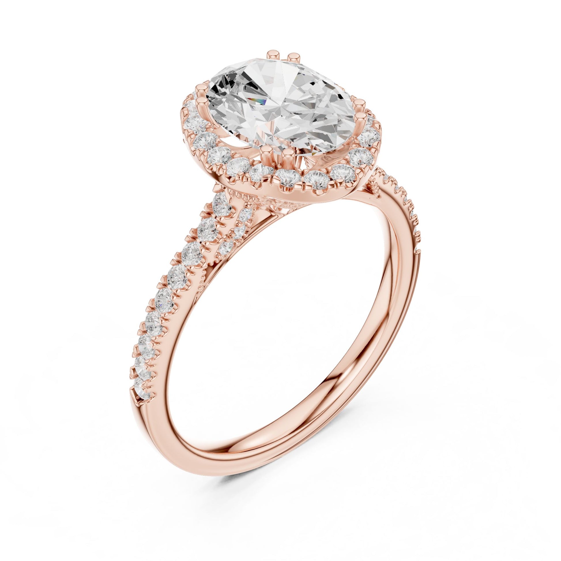 Oval Lab Grown Diamond Halo Engagement Ring