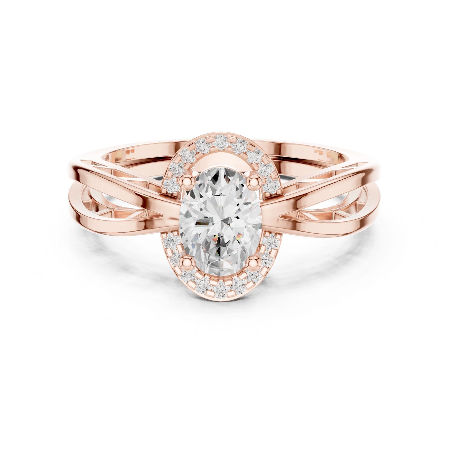 Oval Lab Grown Diamond Halo Engagement Ring