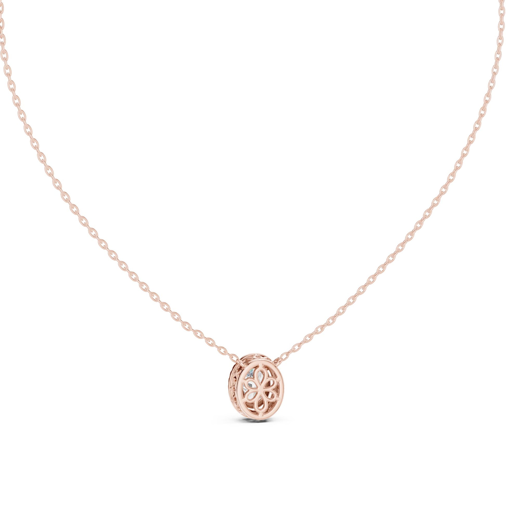 Oval Lab Grown Diamond Halo Pendant