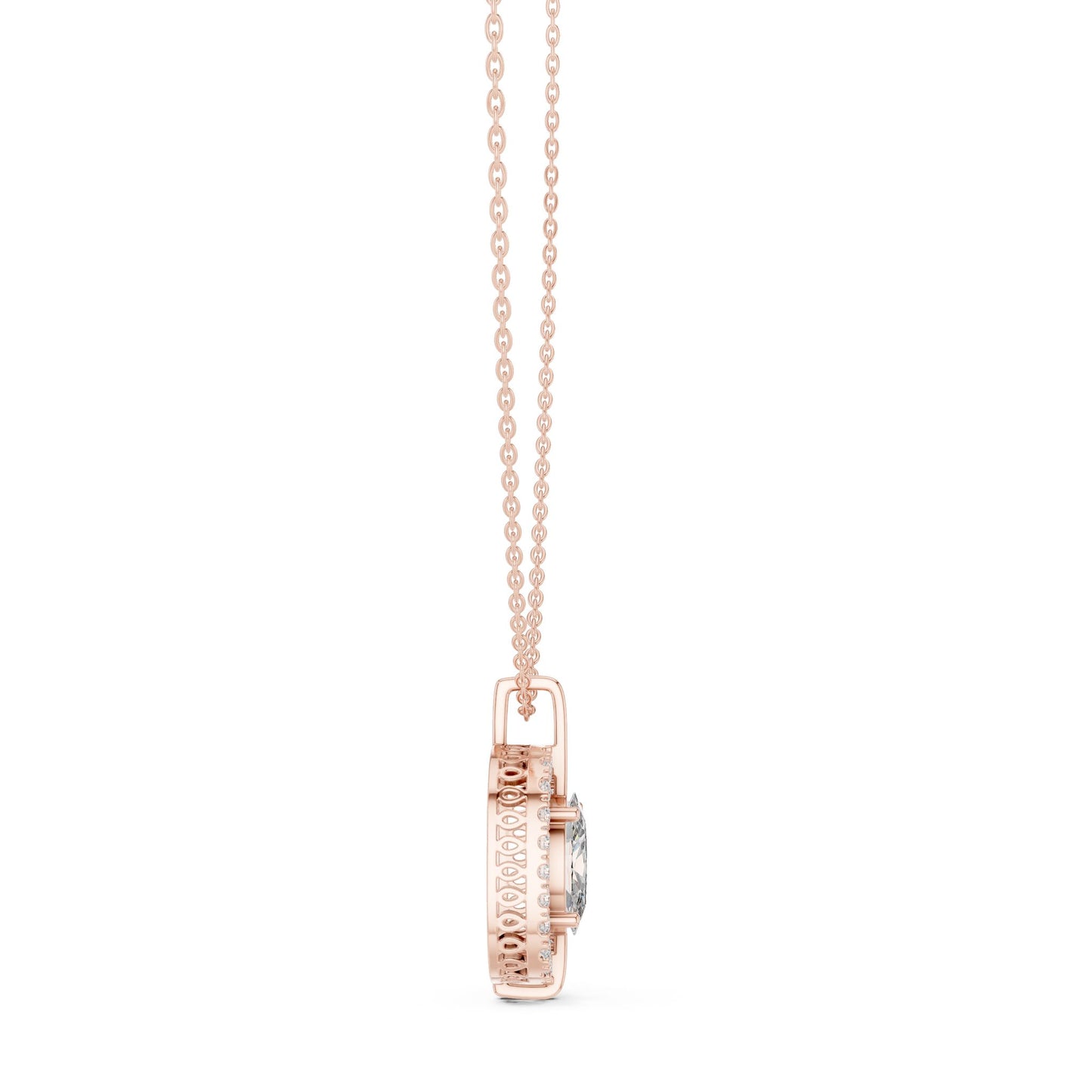 Oval Lab Grown Diamond Halo Pendant