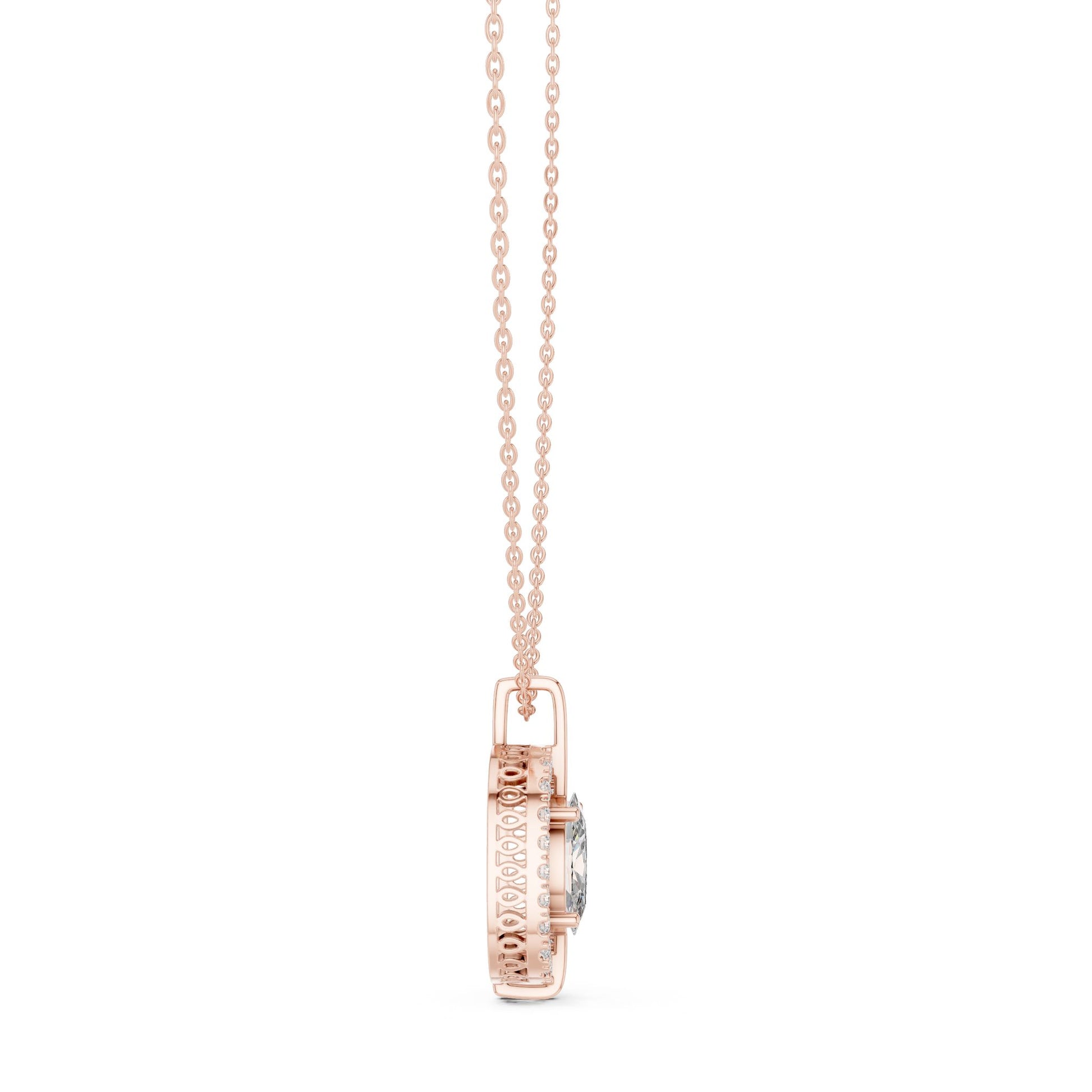 Oval Lab Grown Diamond Halo Pendant