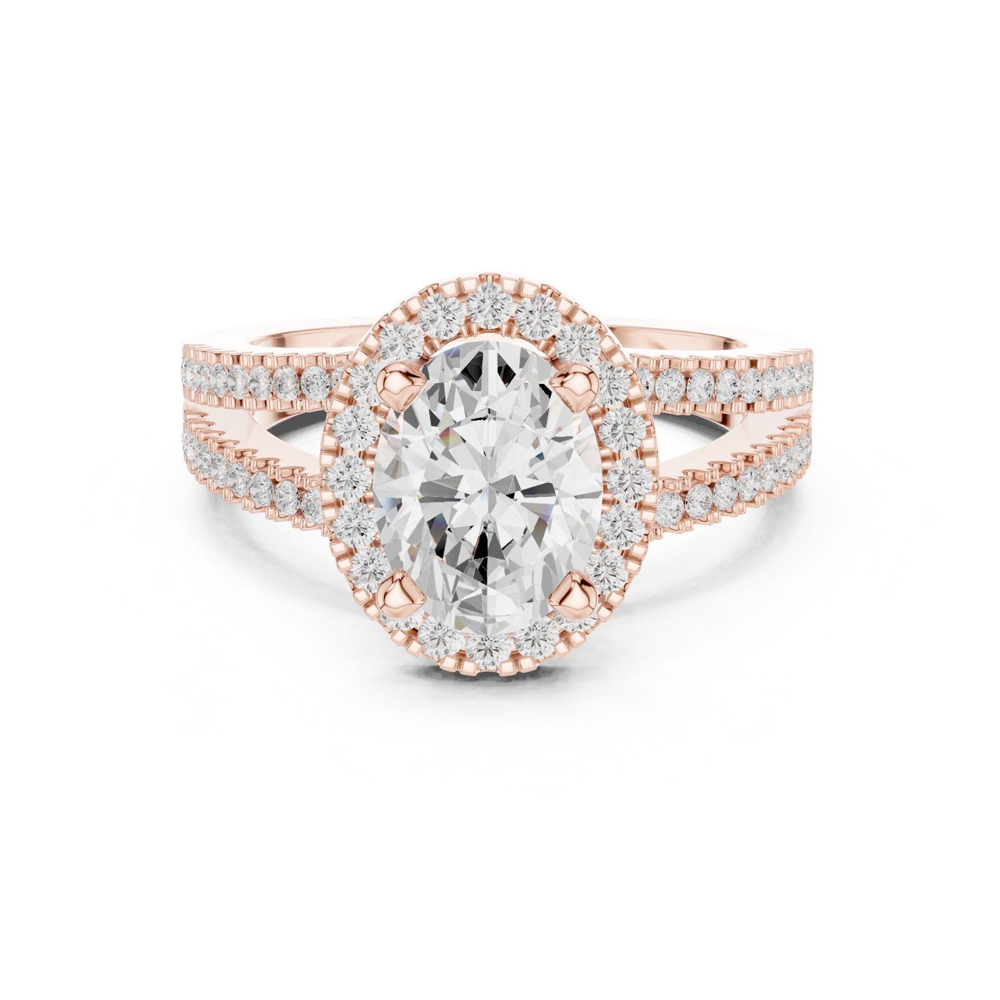 Oval Lab Grown Diamond Halo Engagement Ring