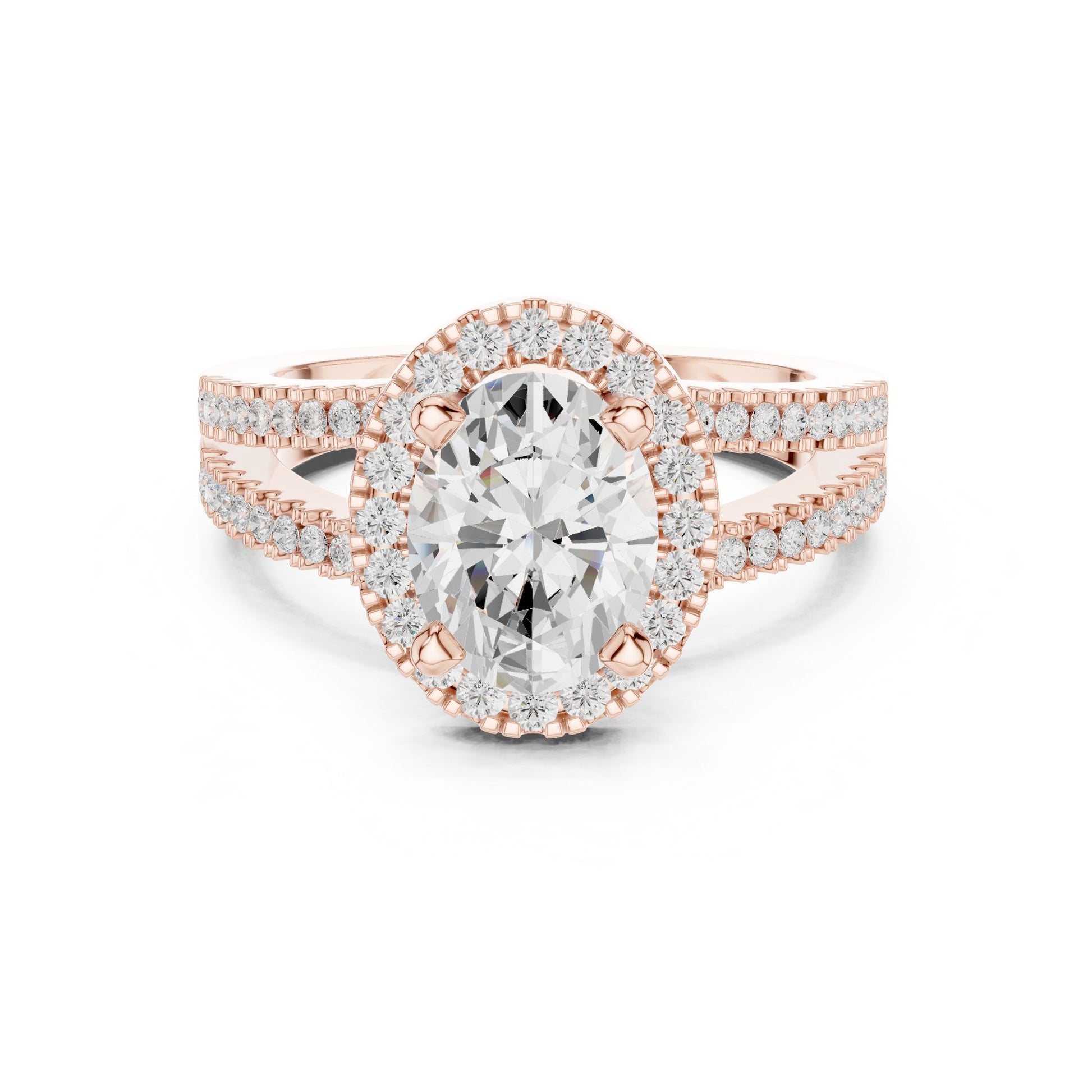 Oval Lab Grown Diamond Halo Engagement Ring