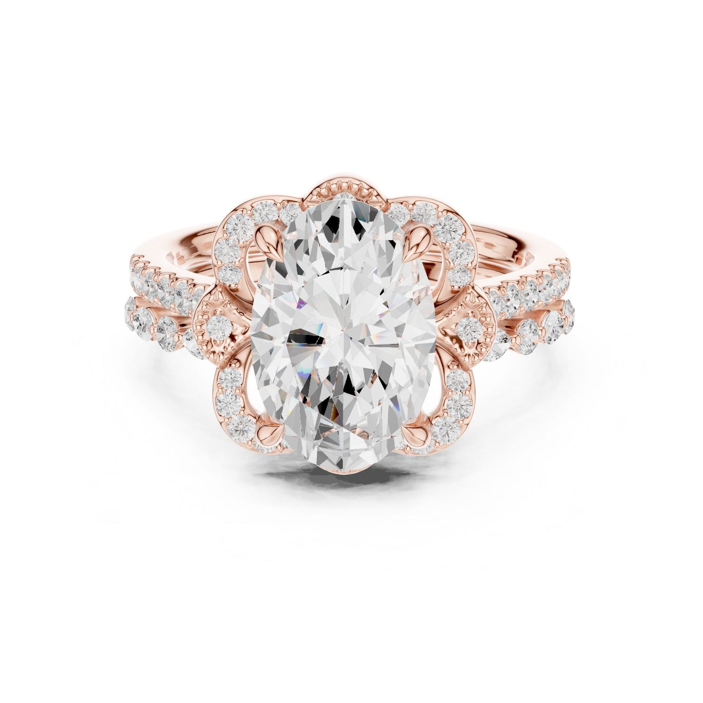 Oval Lab Grown Diamond Halo Engagement Ring
