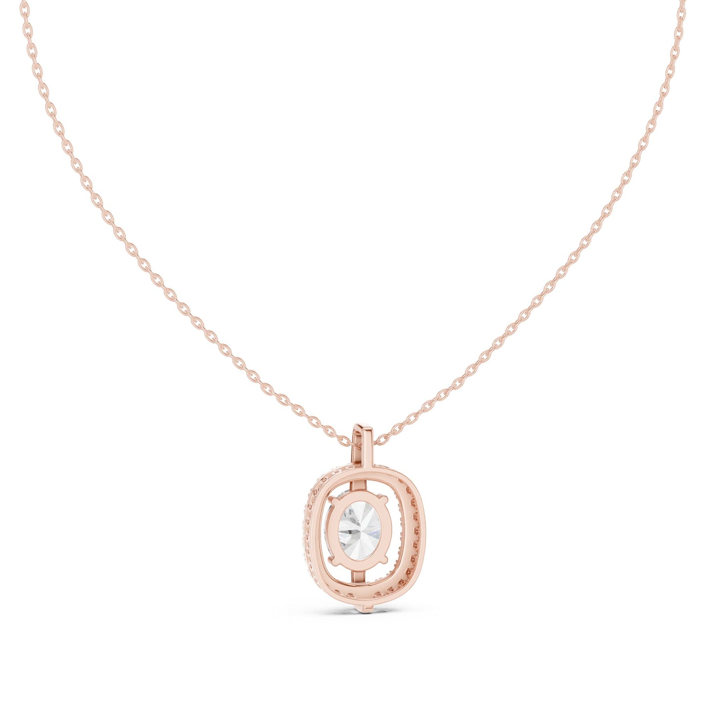 Oval Lab Grown Diamond Halo Pendant