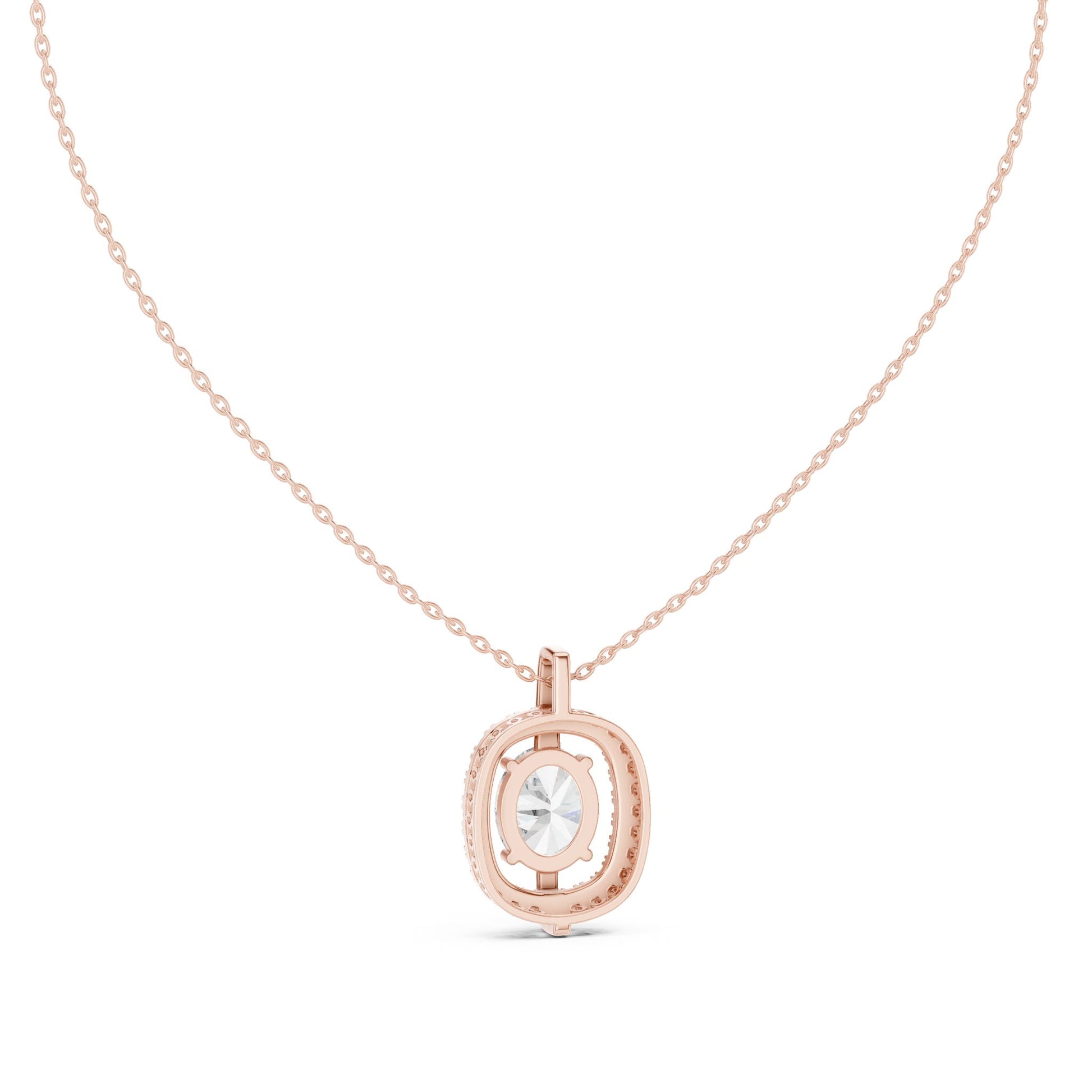 Oval Lab Grown Diamond Halo Pendant