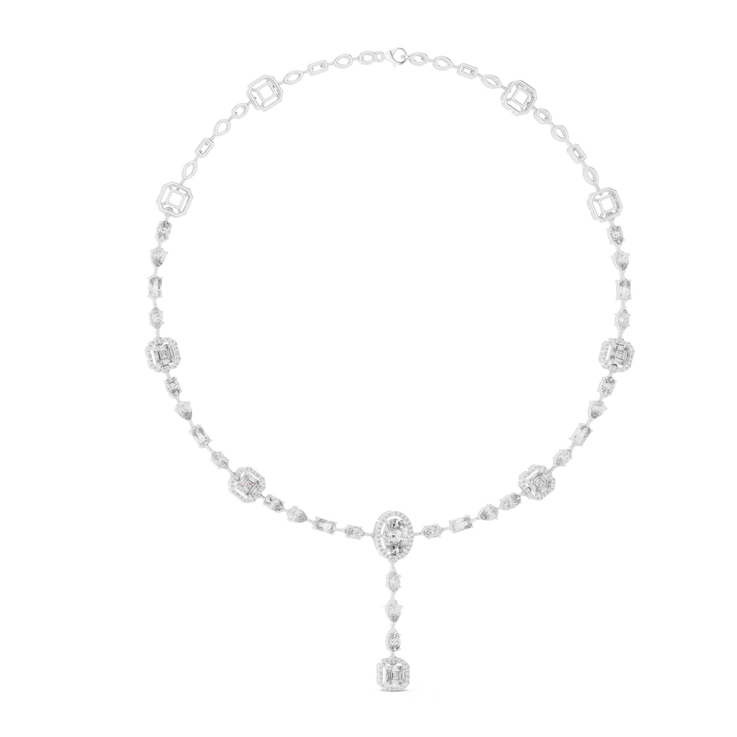 Oval Lab Grown Diamond Halo Pendant