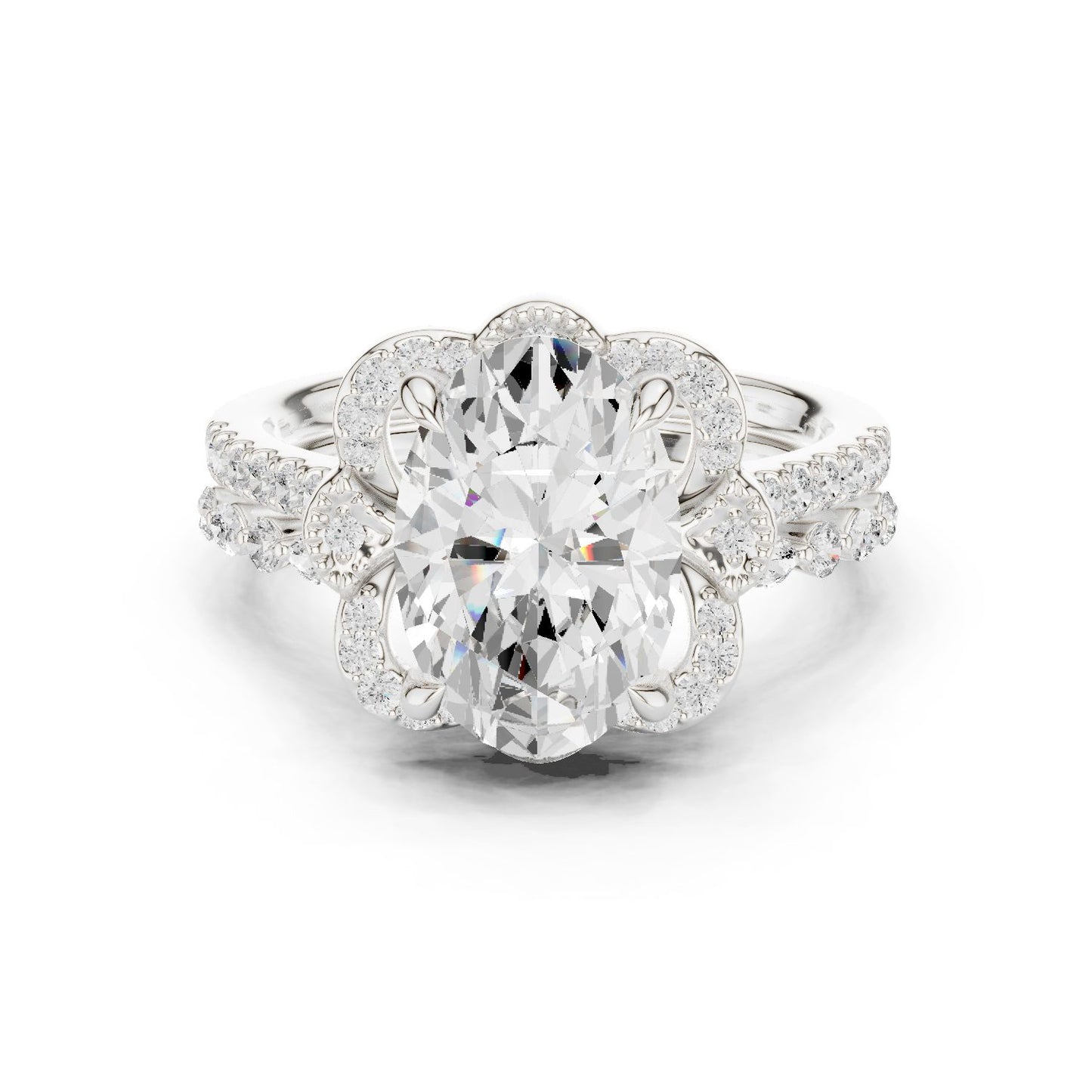 Oval Lab Grown Diamond Halo Engagement Ring