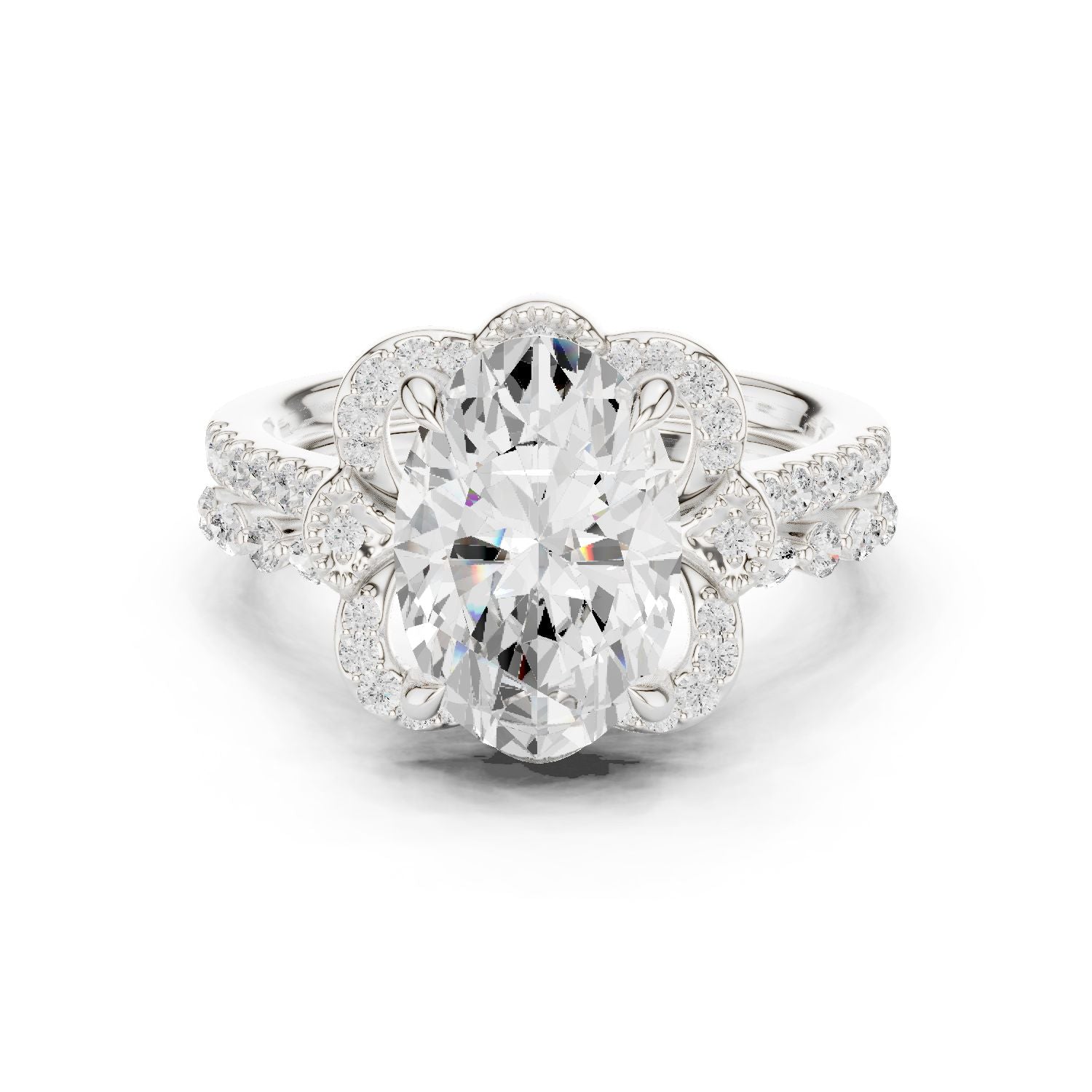 Oval Lab Grown Diamond Halo Engagement Ring