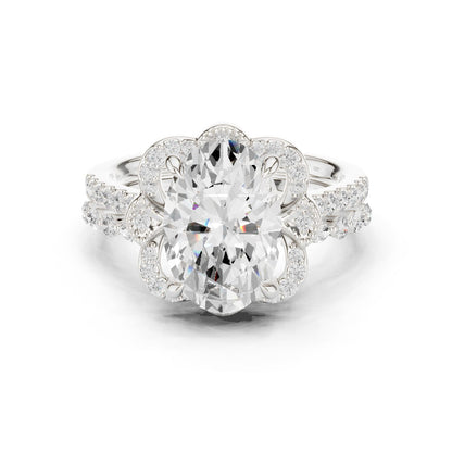Oval Lab Grown Diamond Halo Engagement Ring
