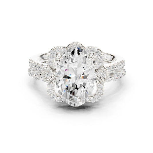 Oval Lab Grown Diamond Halo Engagement Ring