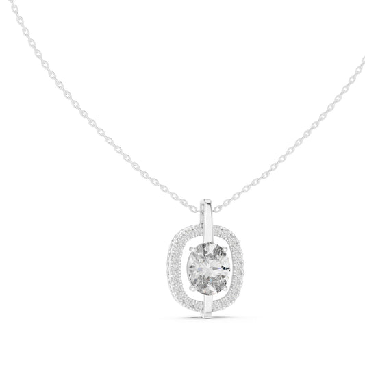Oval Lab Grown Diamond Halo Pendant