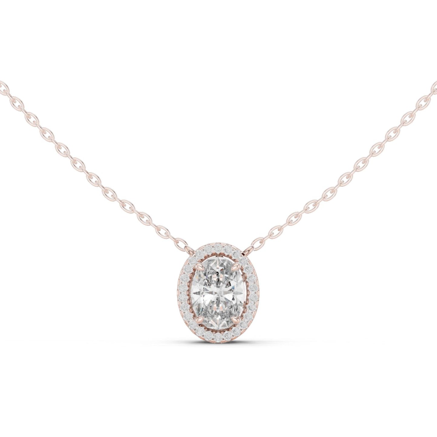 Oval Lab Grown Diamond Halo Pendant