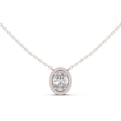 Oval Lab Grown Diamond Halo Pendant