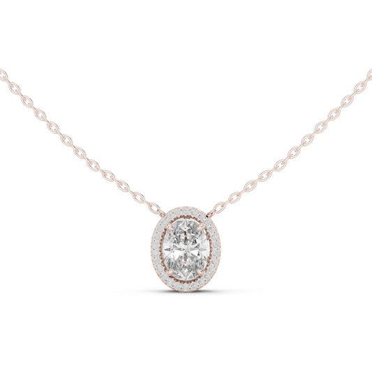 Oval Lab Grown Diamond Halo Pendant