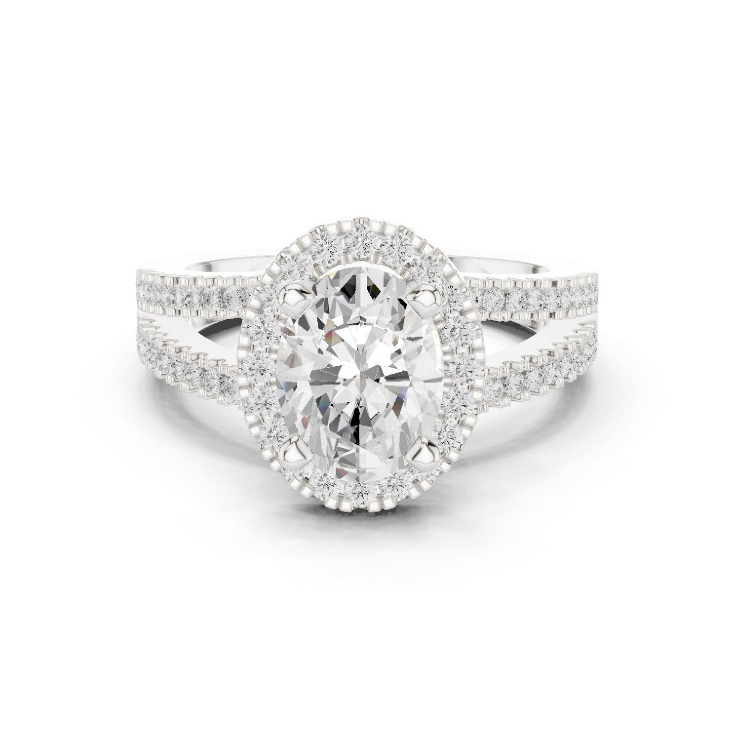 Oval Lab Grown Diamond Halo Engagement Ring