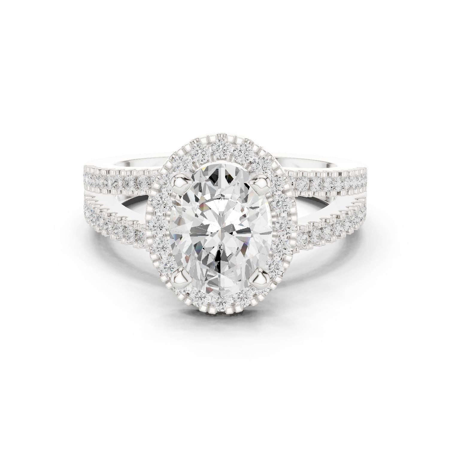 Oval Lab Grown Diamond Halo Engagement Ring