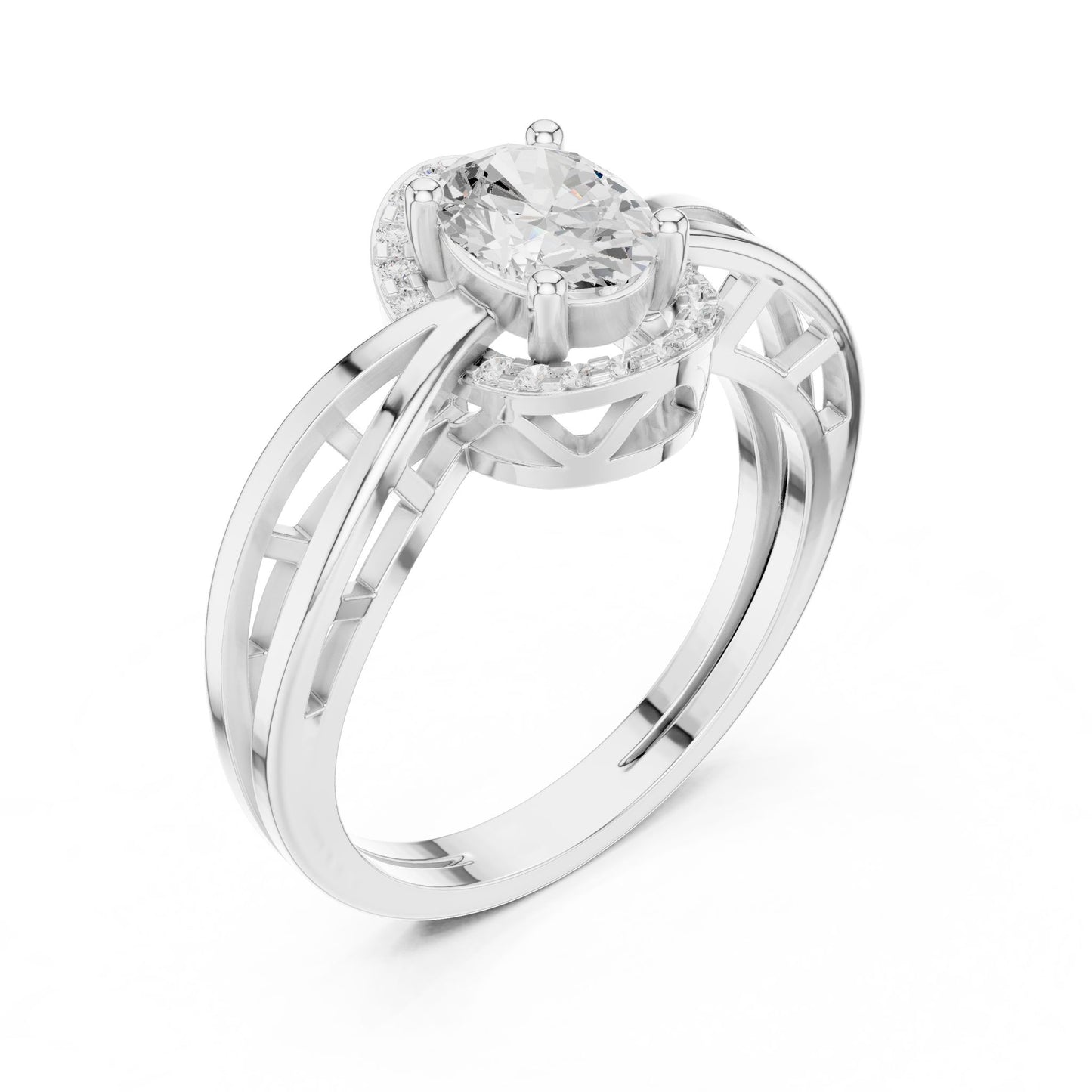 Oval Lab Grown Diamond Halo Engagement Ring
