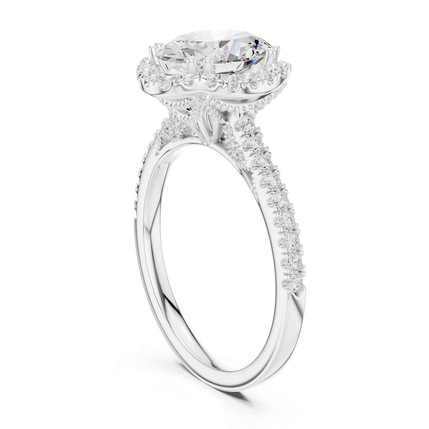 Oval Lab Grown Diamond Halo Engagement Ring
