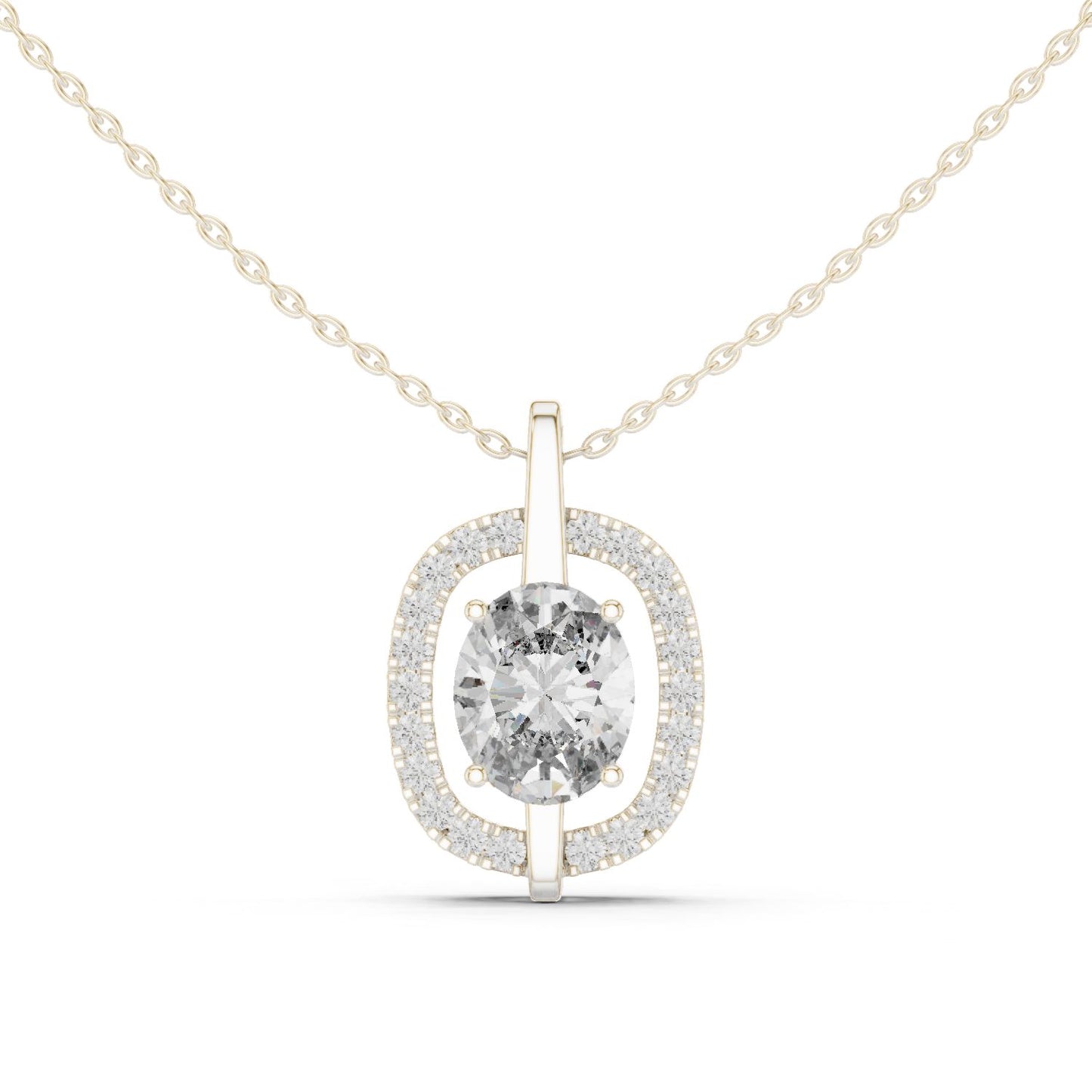 Oval Lab Grown Diamond Halo Pendant
