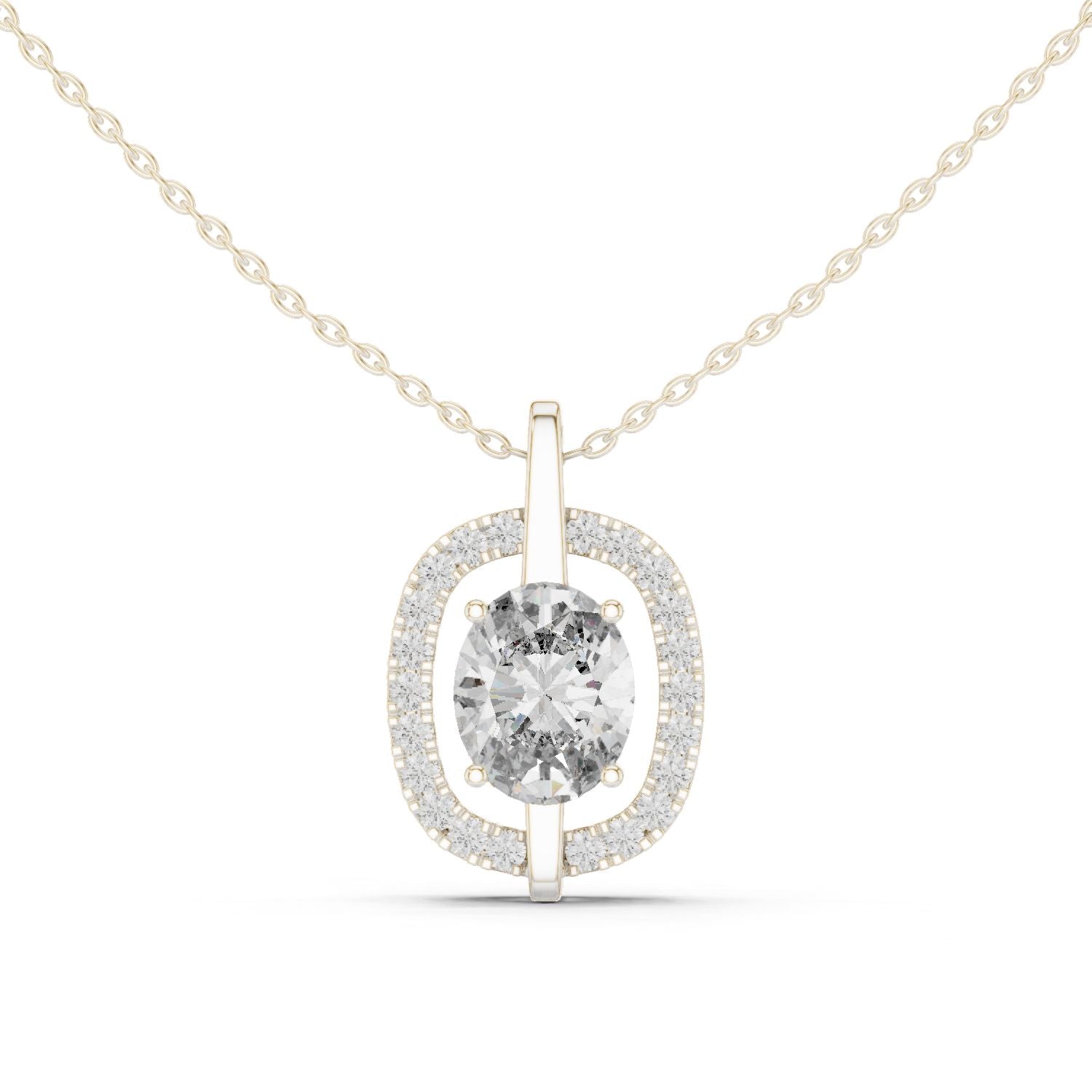 Oval Lab Grown Diamond Halo Pendant