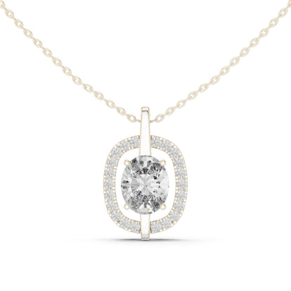 Oval Lab Grown Diamond Halo Pendant