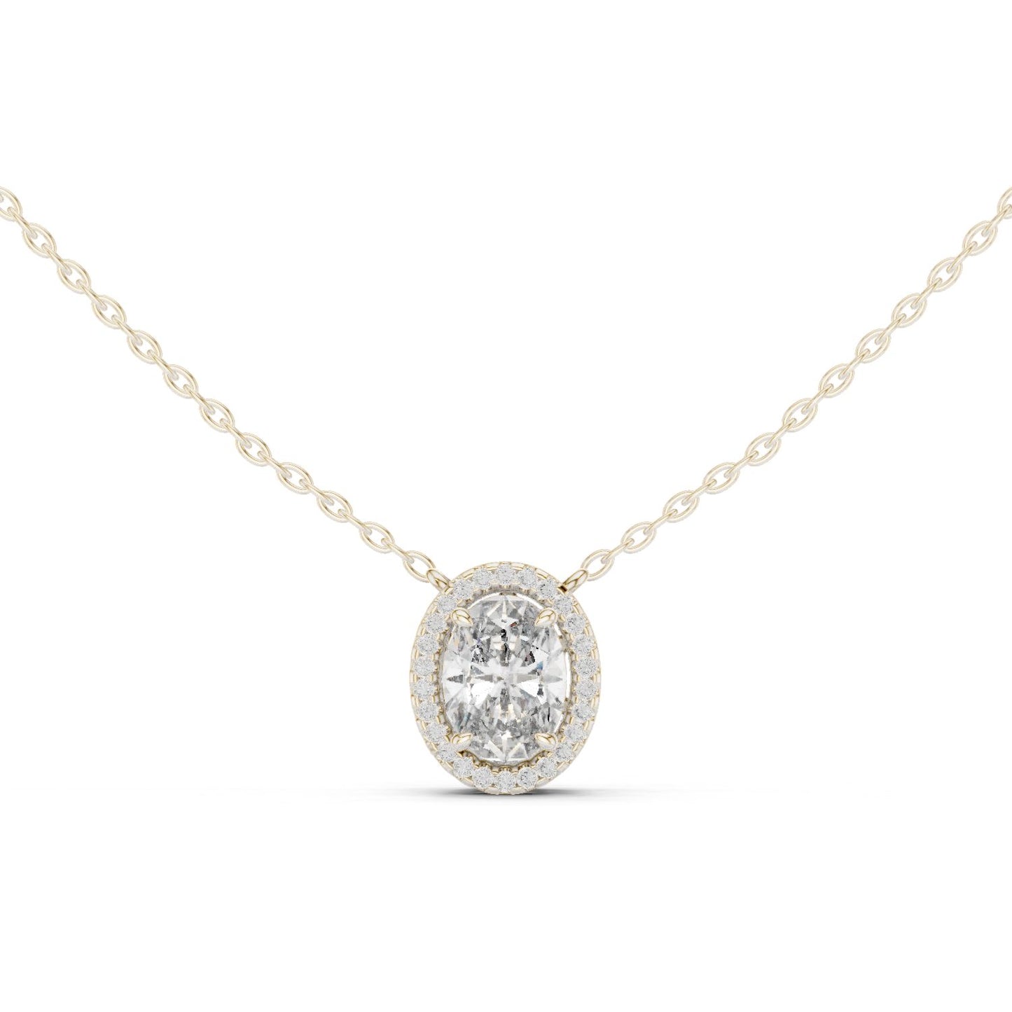 Oval Lab Grown Diamond Halo Pendant