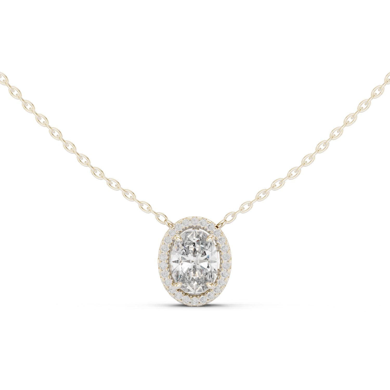 Oval Lab Grown Diamond Halo Pendant