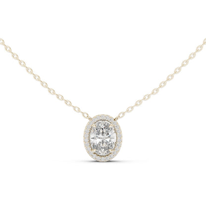 Oval Lab Grown Diamond Halo Pendant