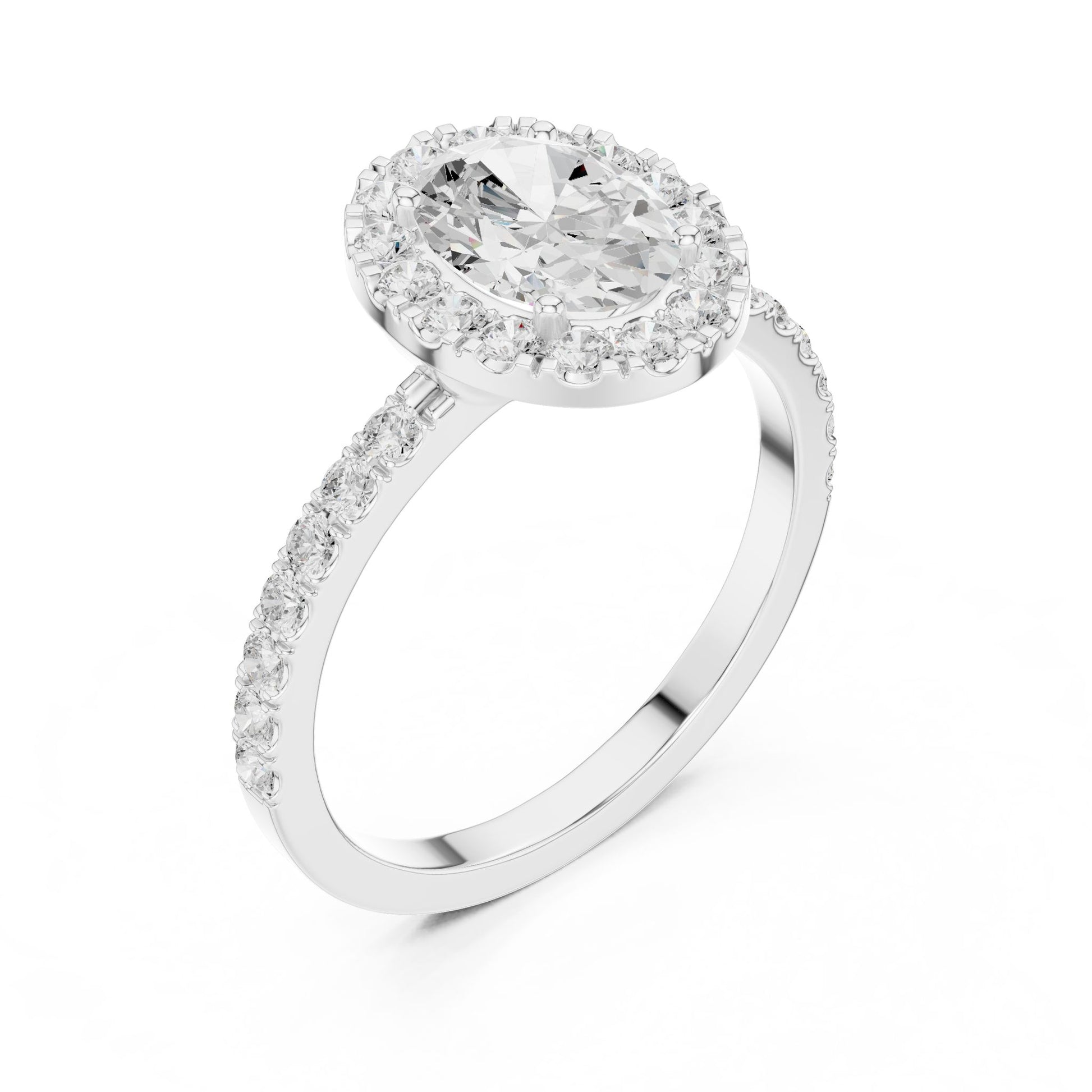 Oval Lab Grown Diamond Halo Engagement Ring