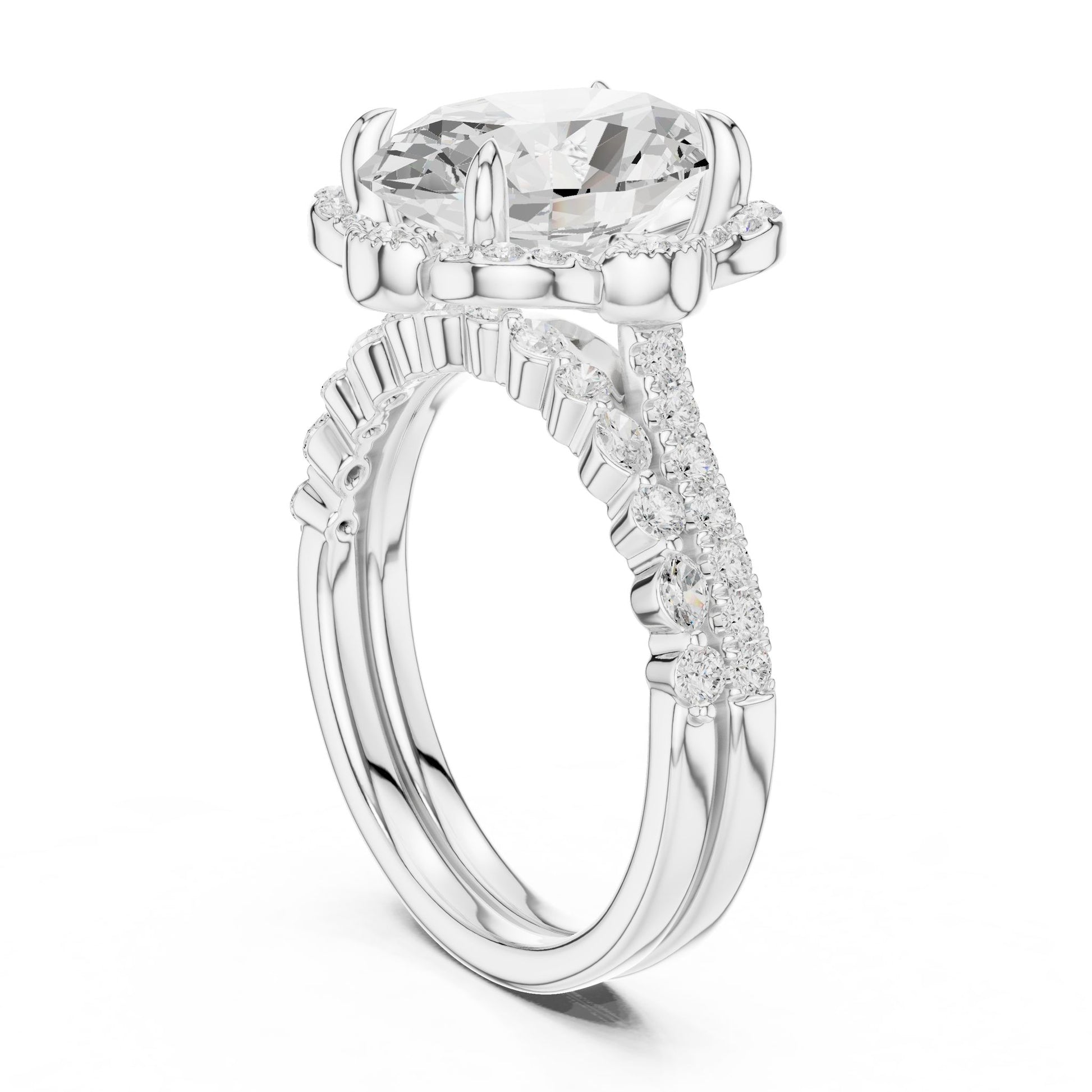 Oval Lab Grown Diamond Halo Engagement Ring