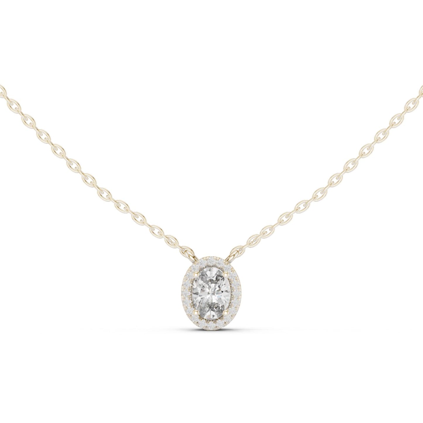 Oval Lab Grown Diamond Halo Pendant