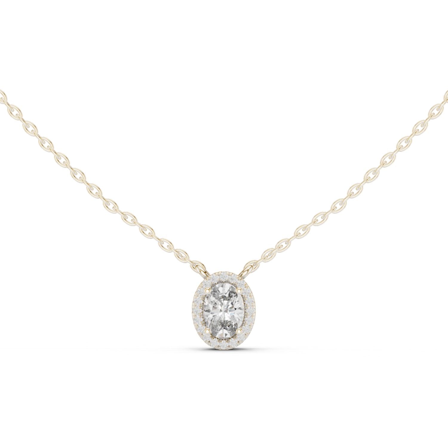Oval Lab Grown Diamond Halo Pendant