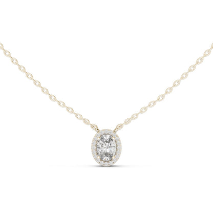 Oval Lab Grown Diamond Halo Pendant