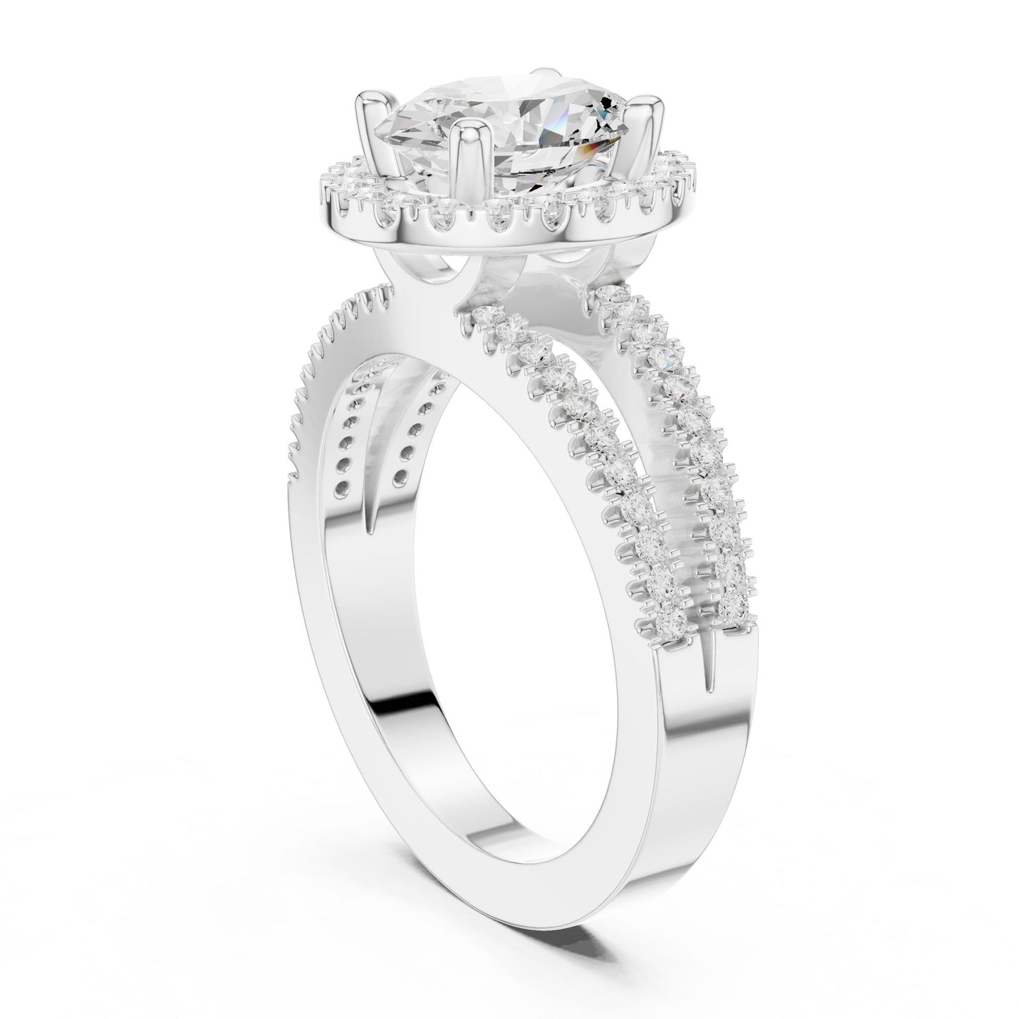 Oval Lab Grown Diamond Halo Engagement Ring