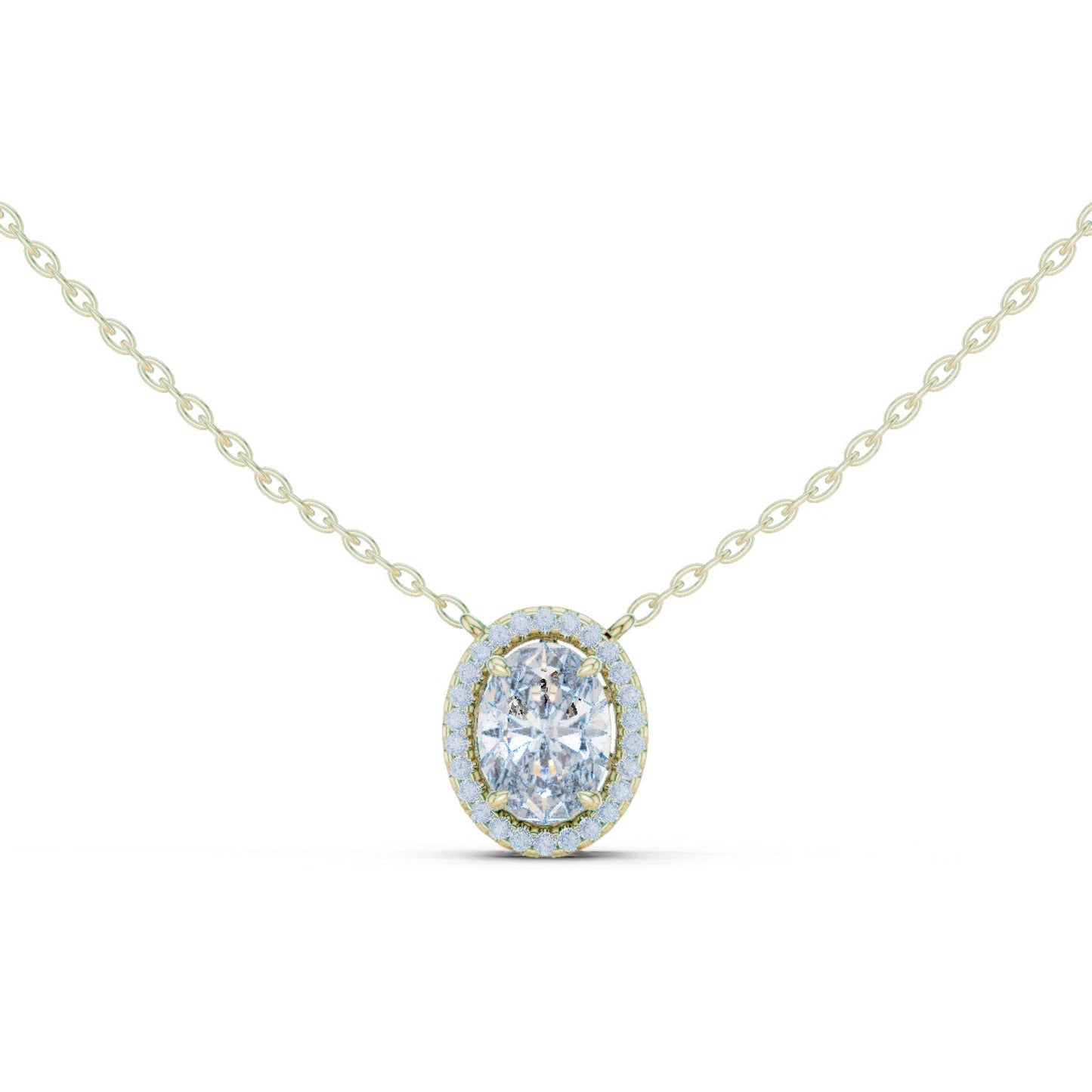 Oval Lab Grown Diamond Halo Pendant