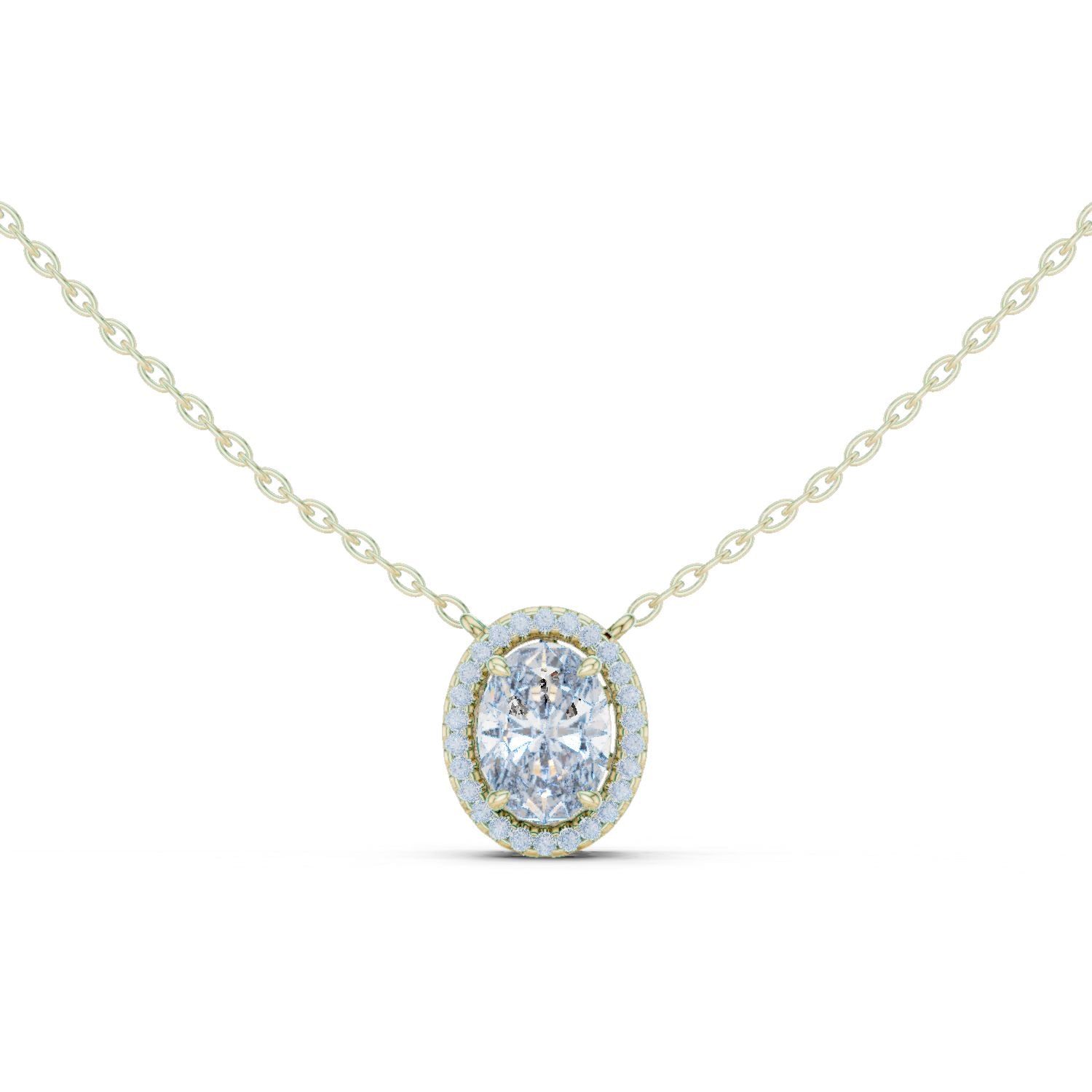 Oval Lab Grown Diamond Halo Pendant