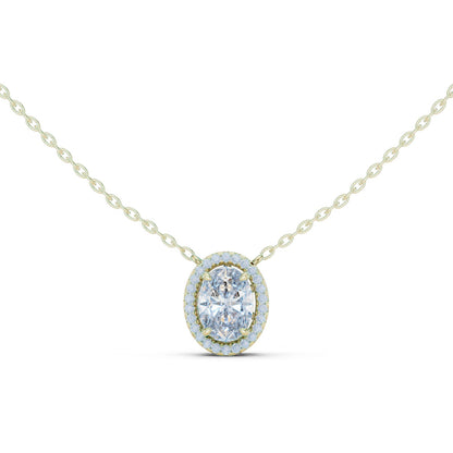 Oval Lab Grown Diamond Halo Pendant